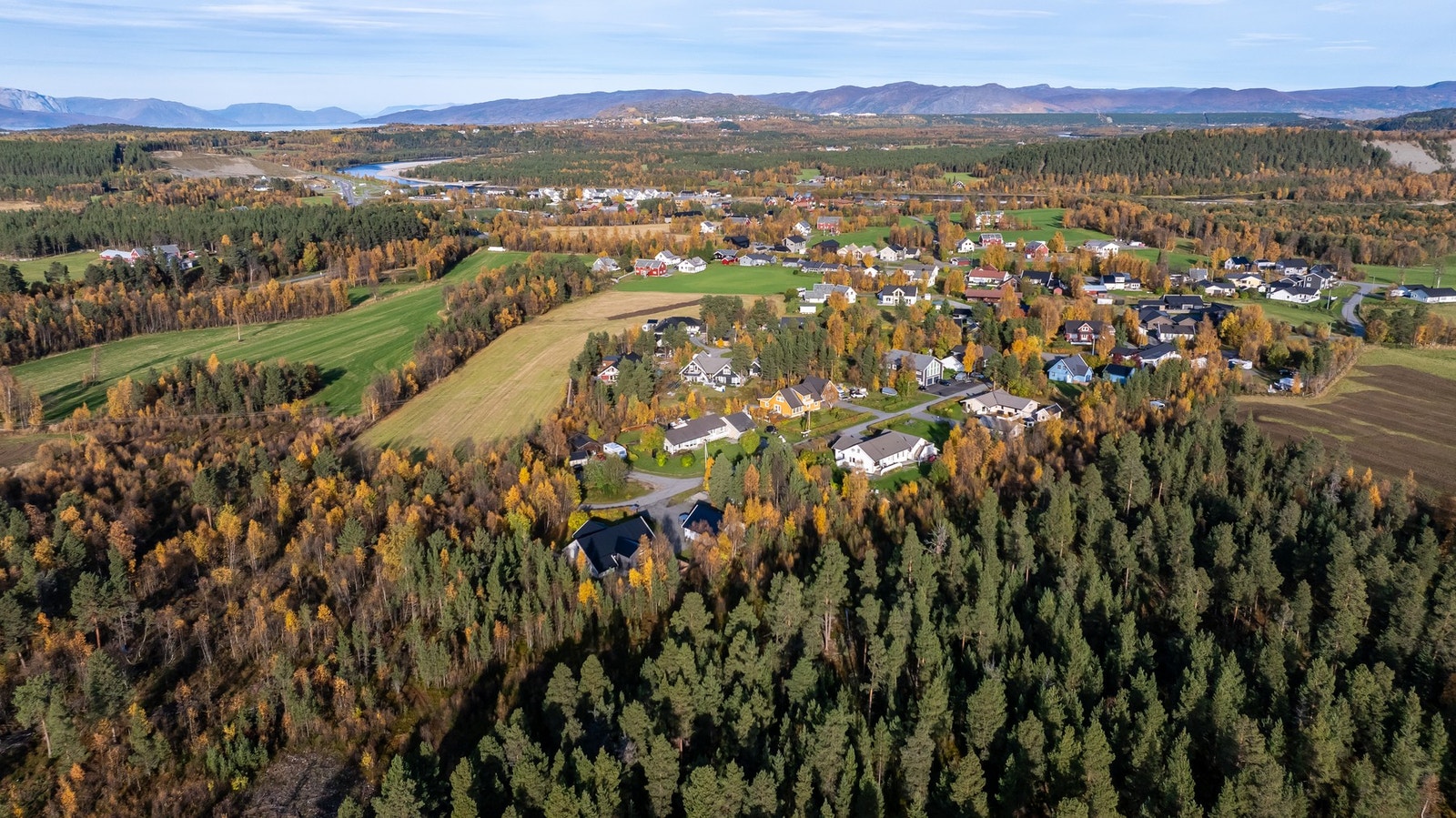 Dronefoto av tomten og nærområdet Galleribilde