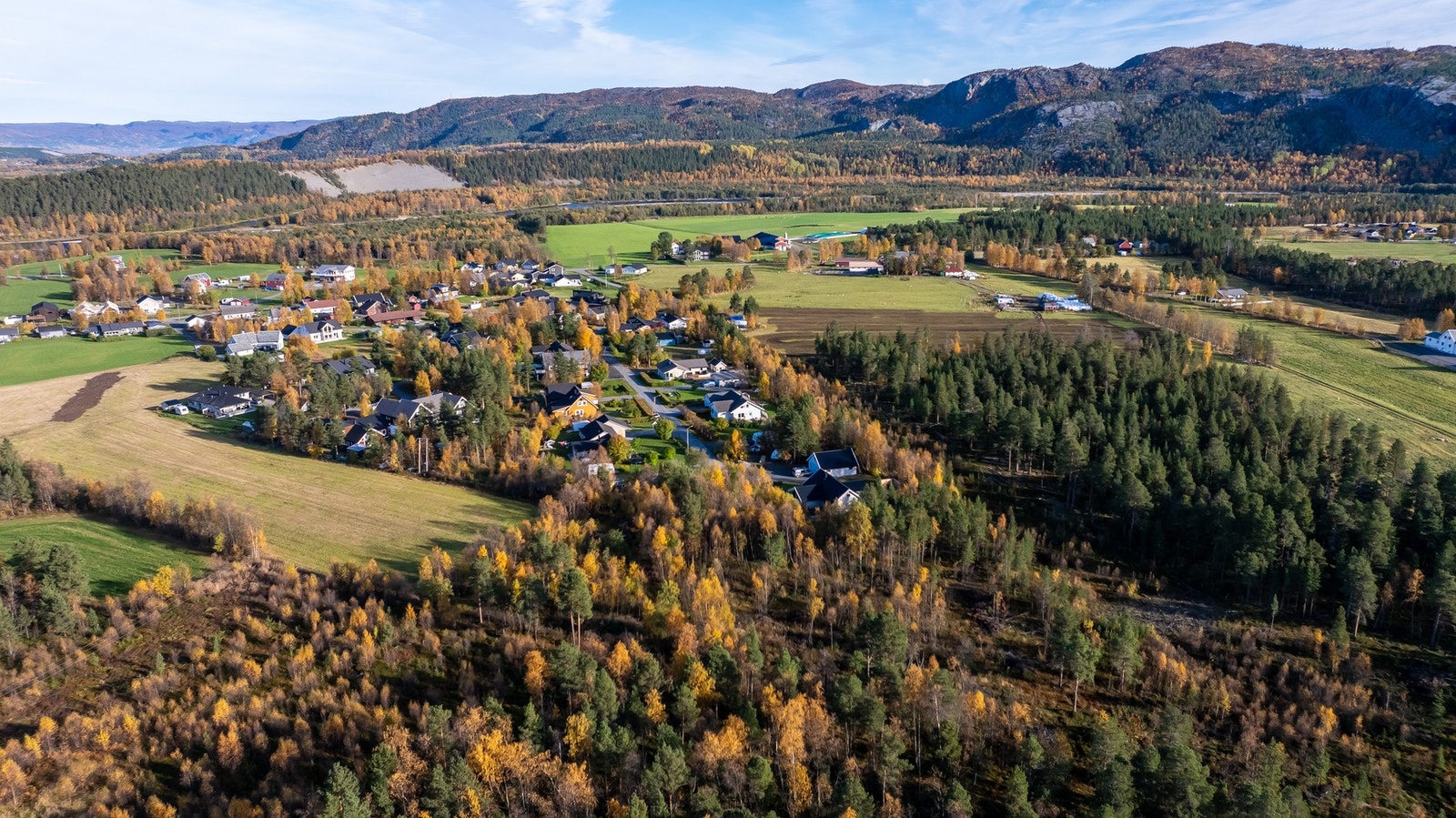 Dronefoto av tomten og nærområdet Galleribilde