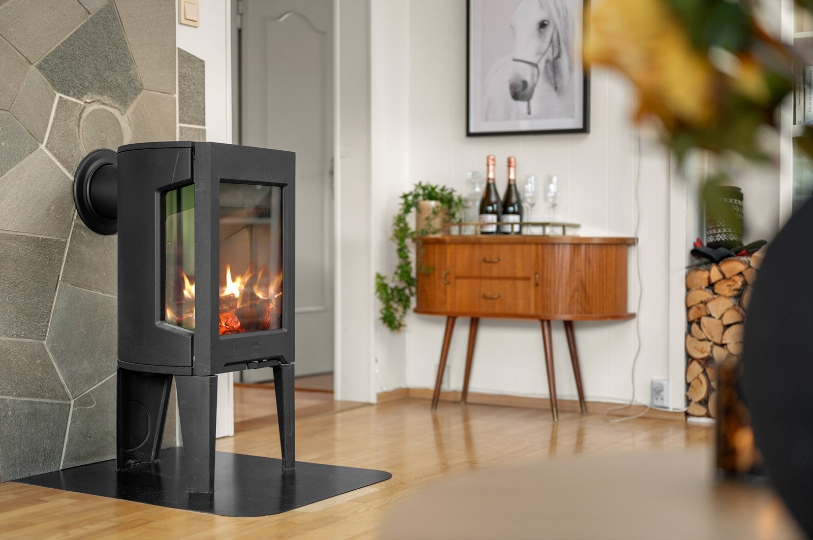 Behagelig vedfyring gir reduserte energikostnader og en lun atmosfære om vinteren. Galleribilde