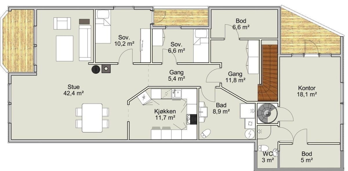 Plantegning 2. etasje Galleribilde
