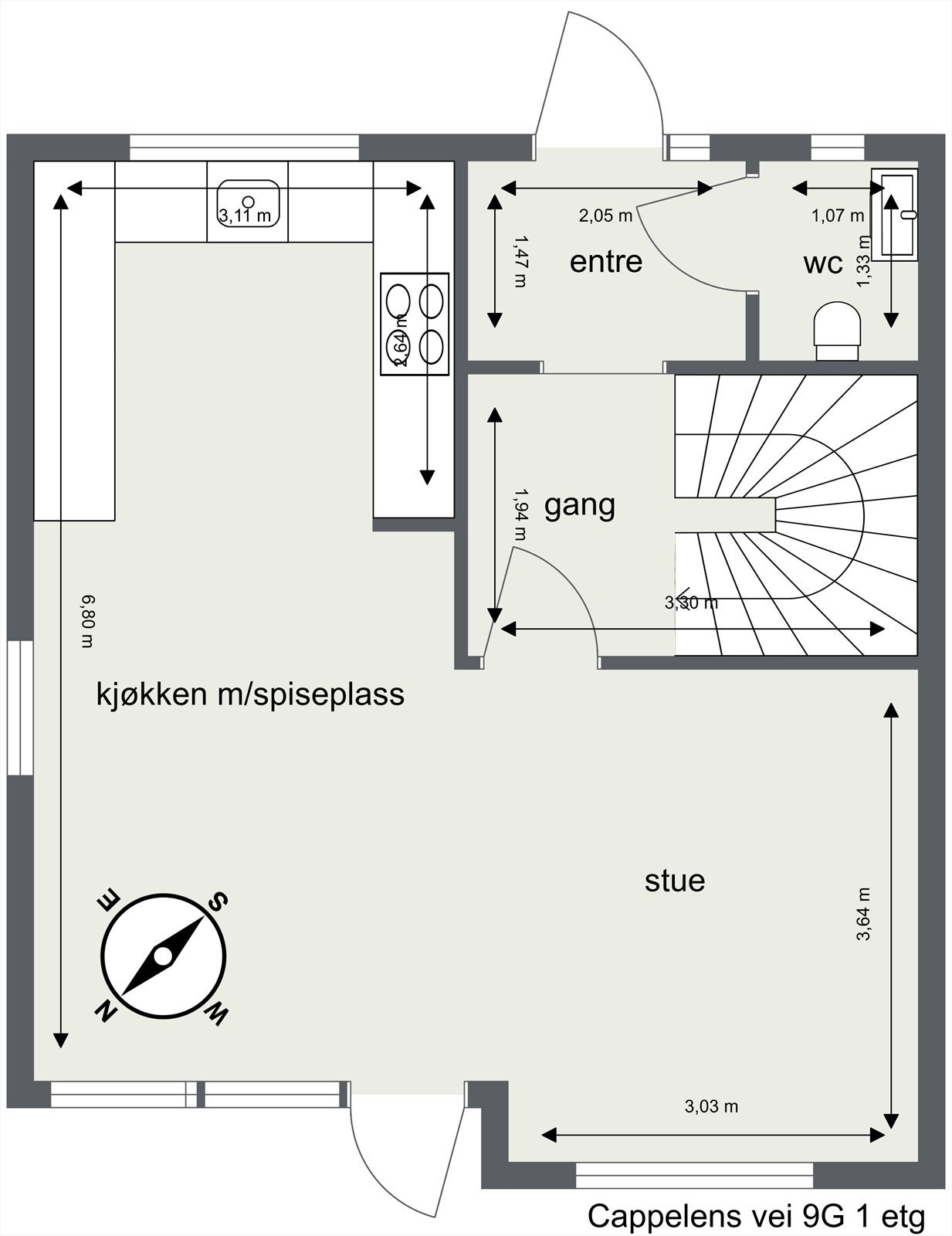 Plantegning 1. etasje Galleribilde