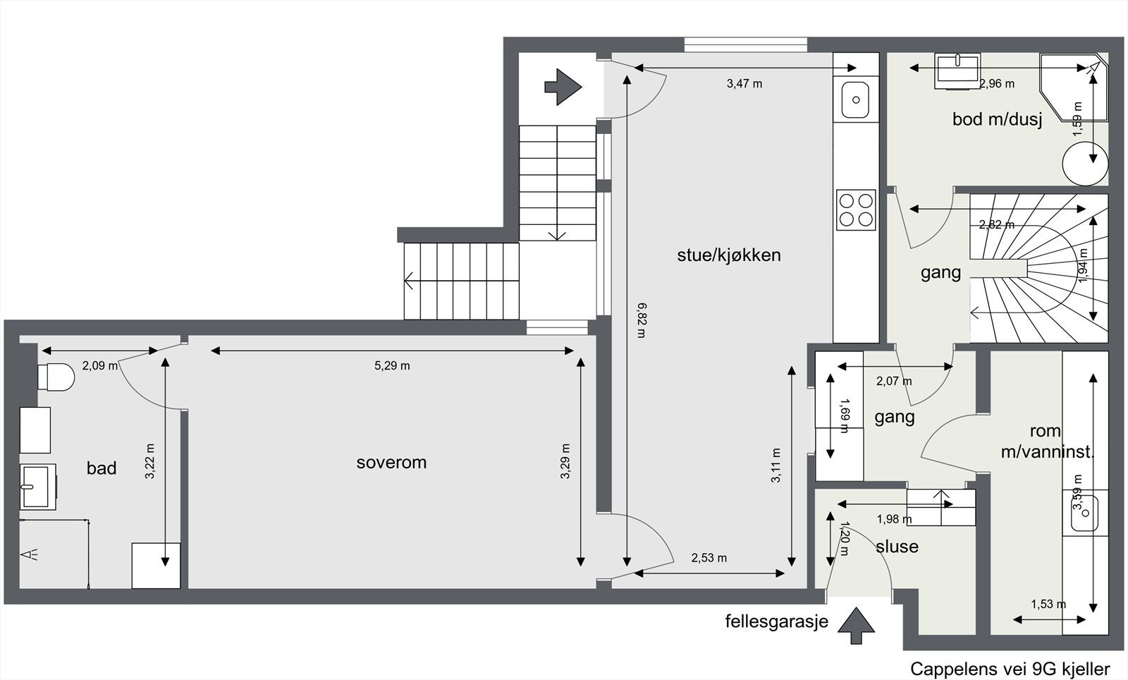 Plantegning kjeller Galleribilde