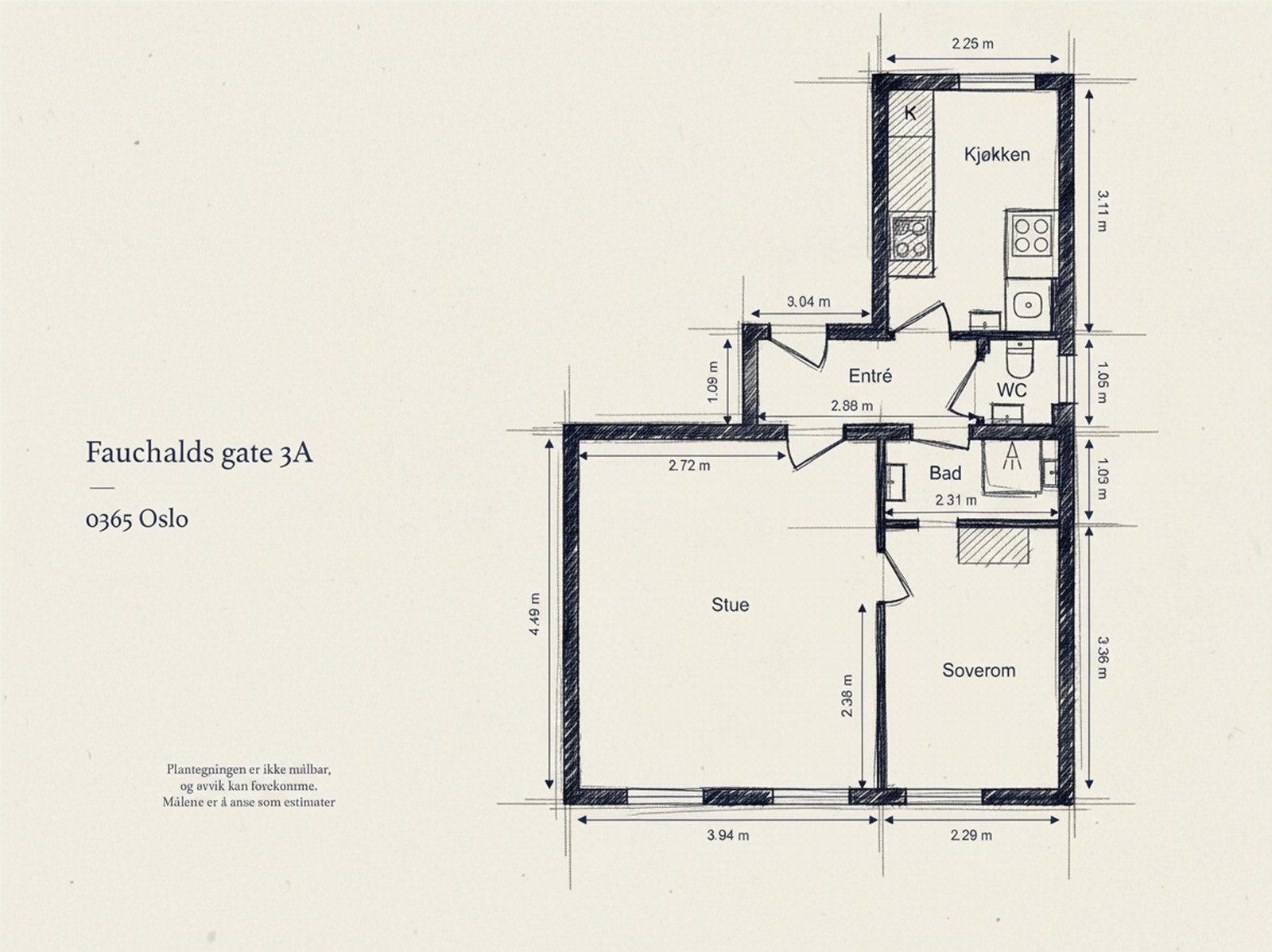 Klassisk bygårdsleilighet i 3. etasje med gjennomgående planløsning. Galleribilde