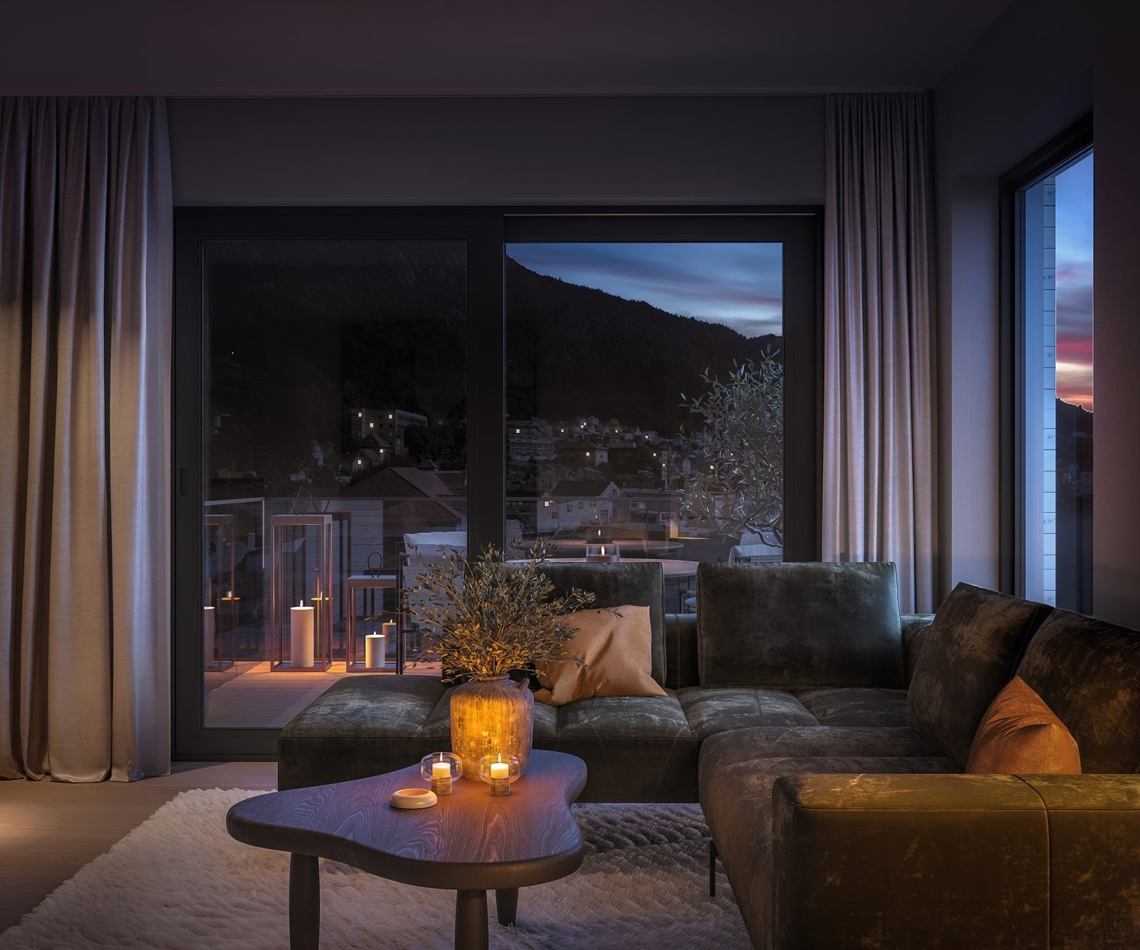 Hva er vel bedre enn å kunne nyte en fantastisk utsikt fra sin egen stue? (Illustrasjon fra annen leilighet i boligprosjektet - avvik vil forekomme) Galleribilde