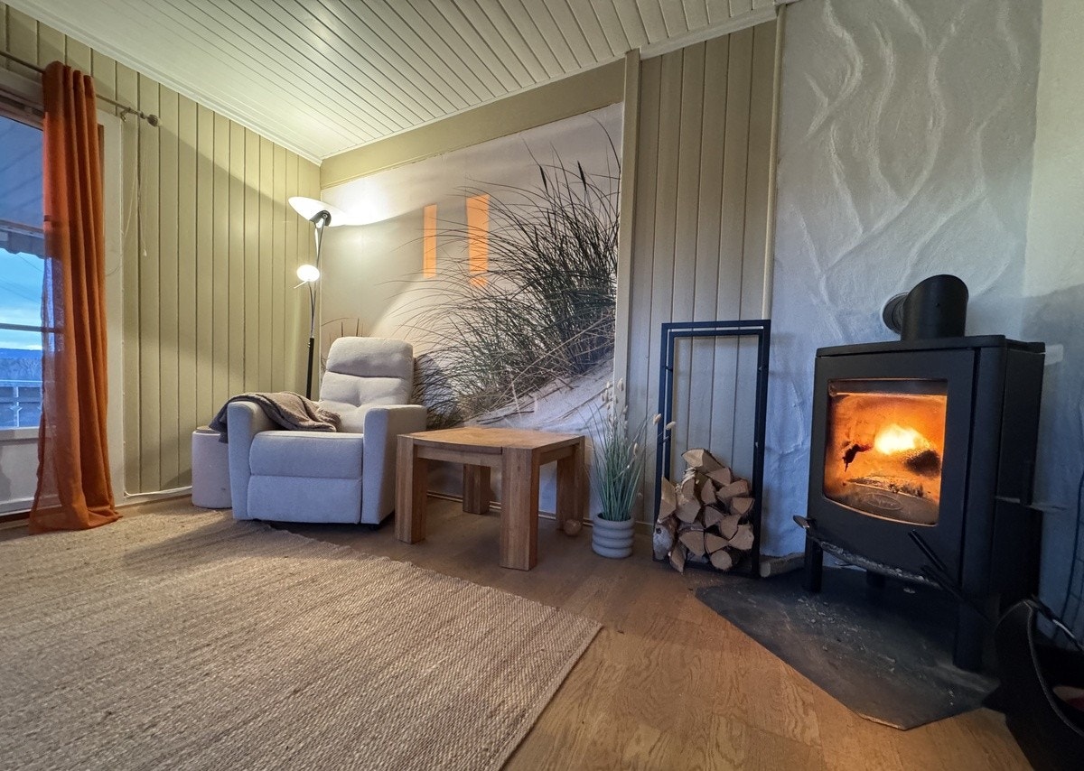 Rom 1 i hovedetasje - koselig sitteplass/lenestol med peiskos Galleribilde