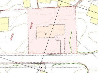 Kartutsnitt Ulsetåsen 21 - fasade og inngangsparti mot sørvest Galleribilde