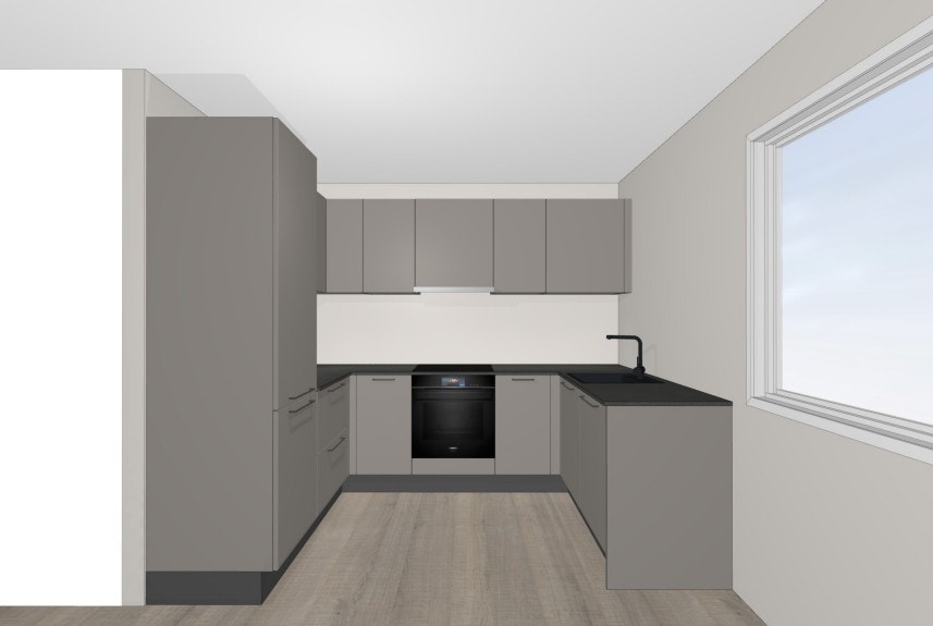 Kjøkken av samme type bare speilvendt. Galleribilde