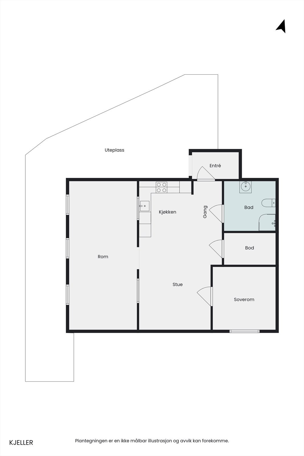 Plantegning for hybel. Galleribilde