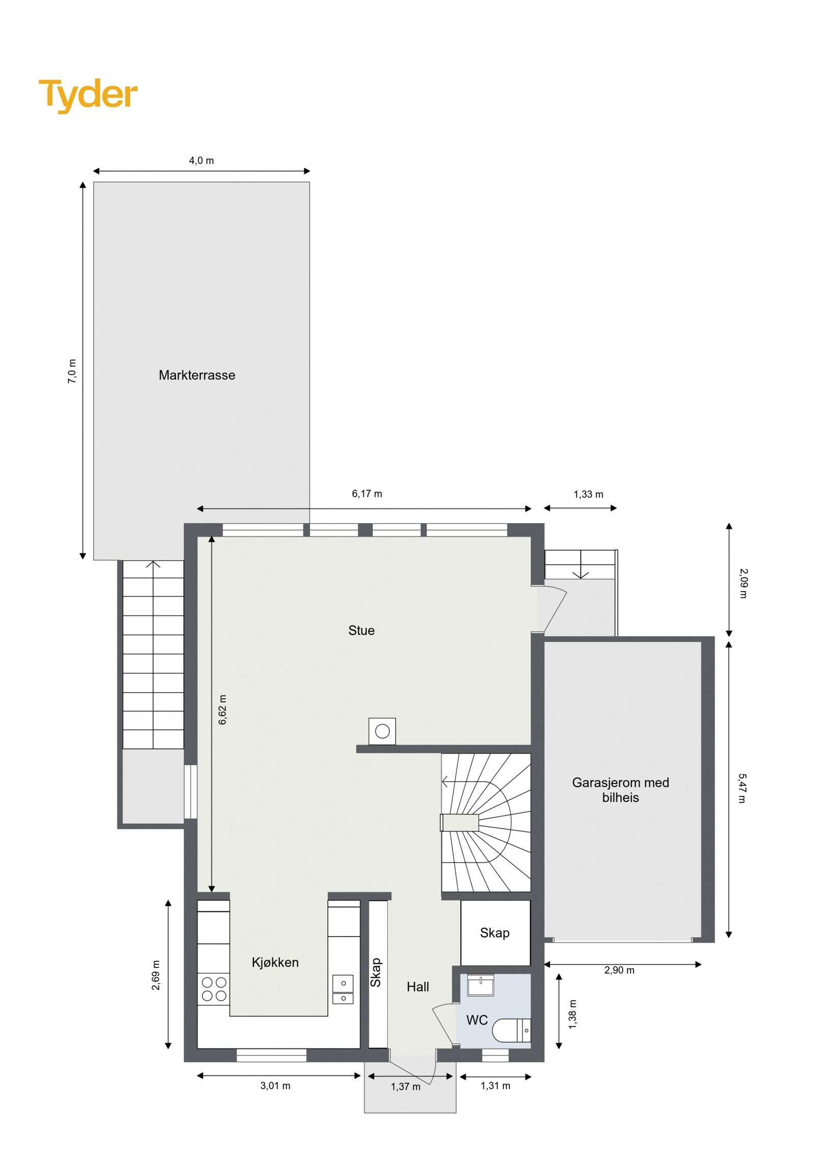 Plantegning 1. etasje - Bjørnveien 91b Galleribilde
