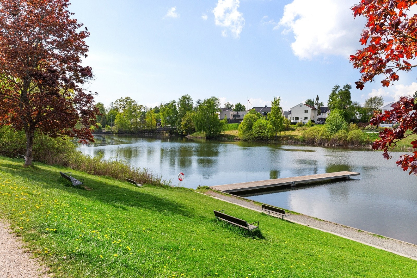 Fine turstier rett nedenfor eiendommen ned til Holmendammen som er et populært turområde. Galleribilde