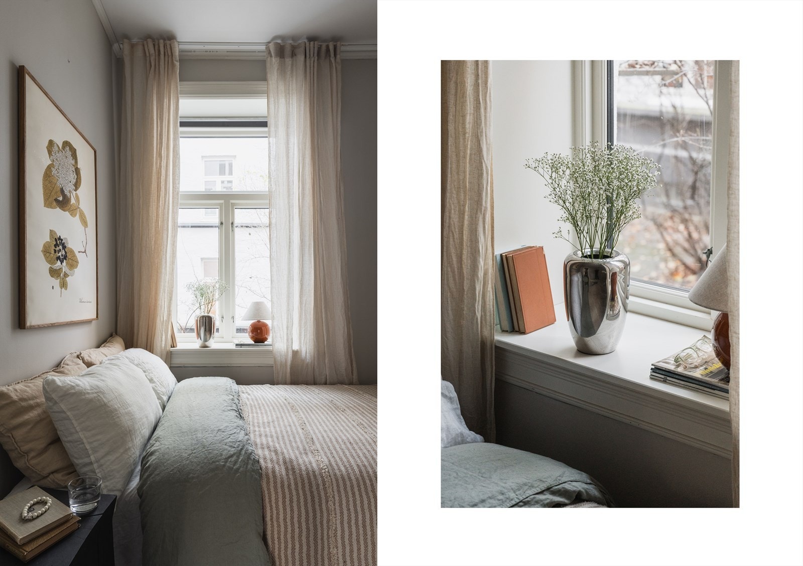 Soveromsvinduet vender ut mot stille bakgård Galleribilde