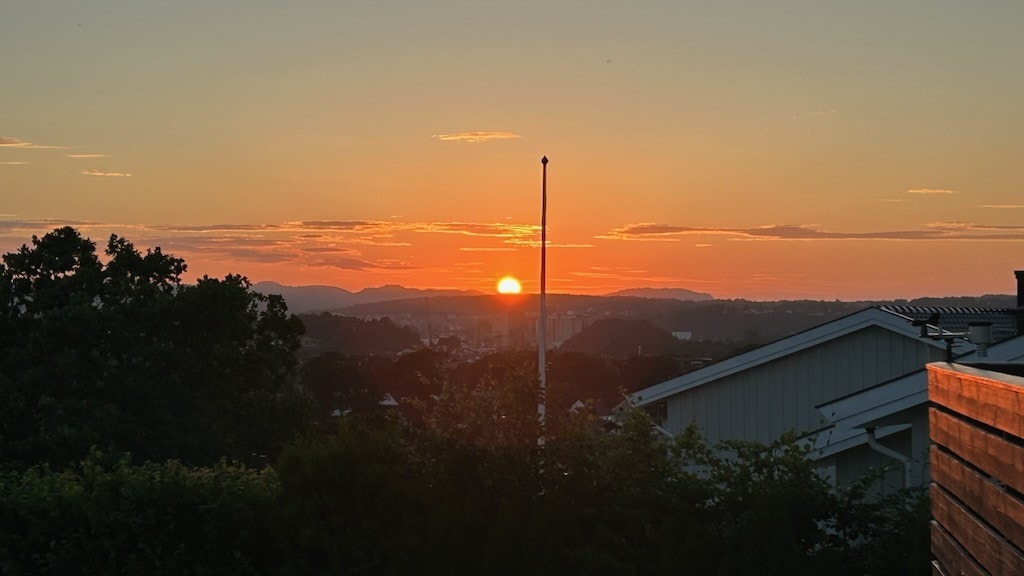 Solnedgang fra terrassen. Galleribilde