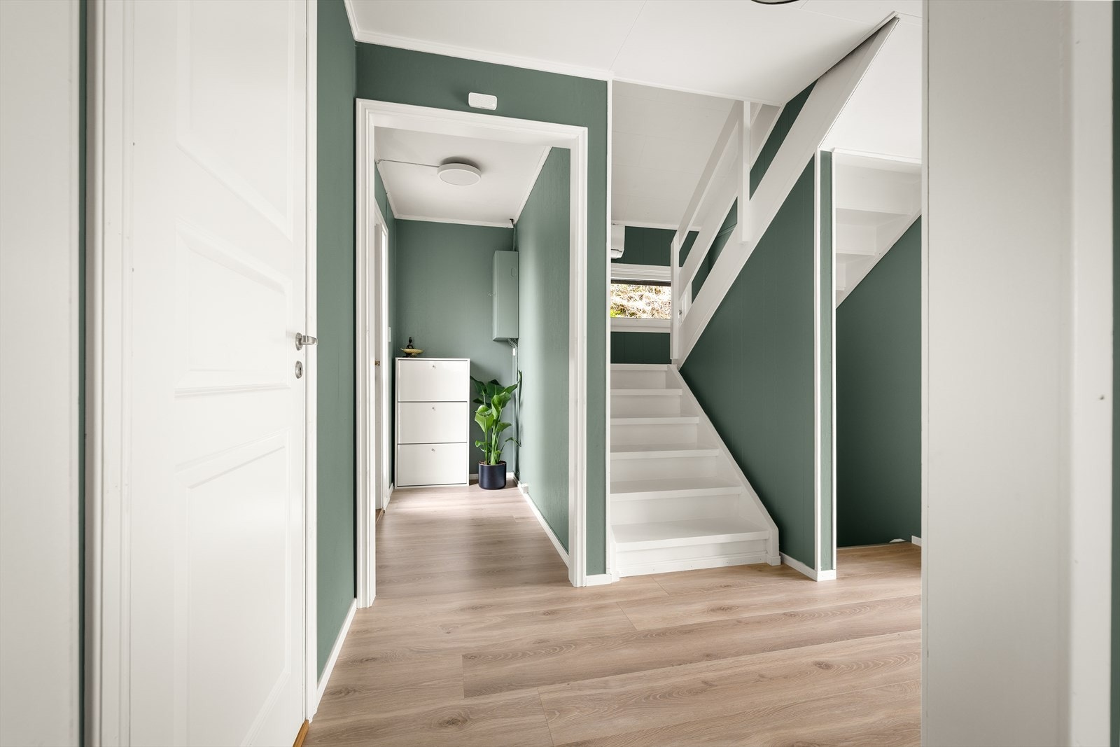 Laminatgulv gir et slitesterkt underlag i gangen. Galleribilde