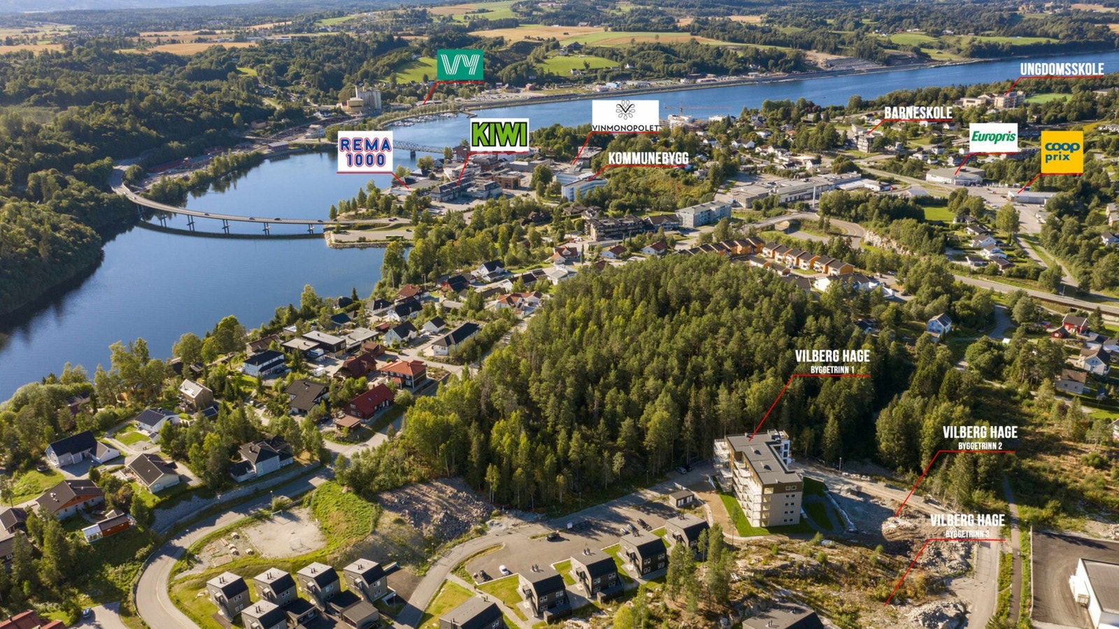 Oversikt over Eidsvoll sentrum. Galleribilde