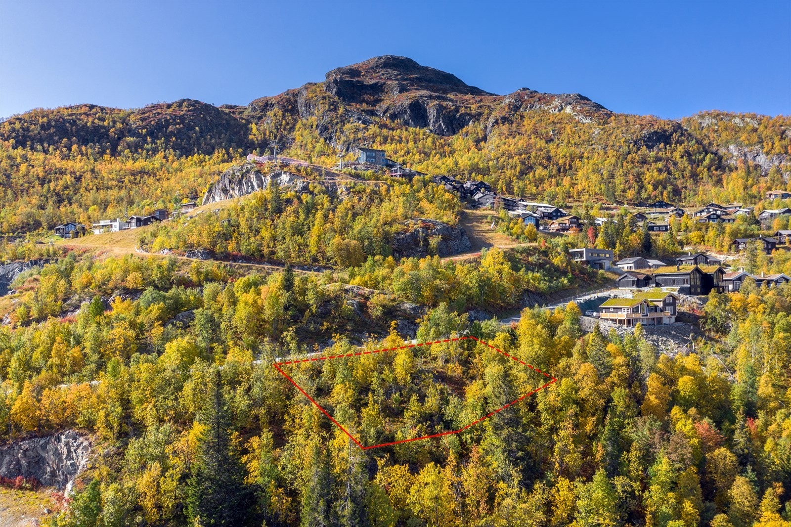 Tomten ligger mot friarealer i tre himmelretninger. Det er nå tatt ned noe skog på tomten. Galleribilde