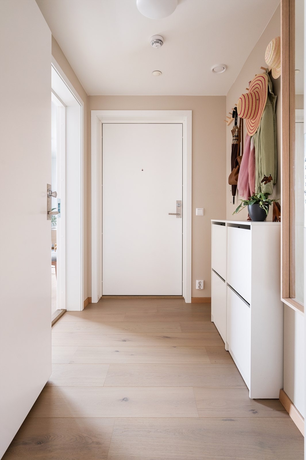 Hoved-entréen er god og romslig. Alle hoveddører er brannsikre dører, inkludert inn til hybelen. Skoskap i gangen medfølger ikke Galleribilde