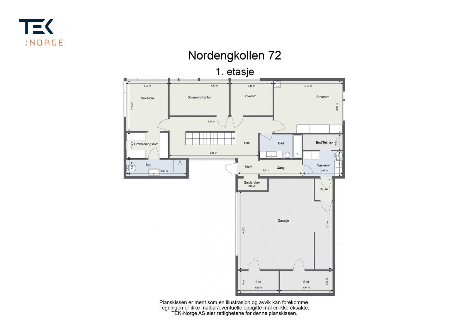 Plantegning Nordengkollen 72, 1. etasje Galleribilde