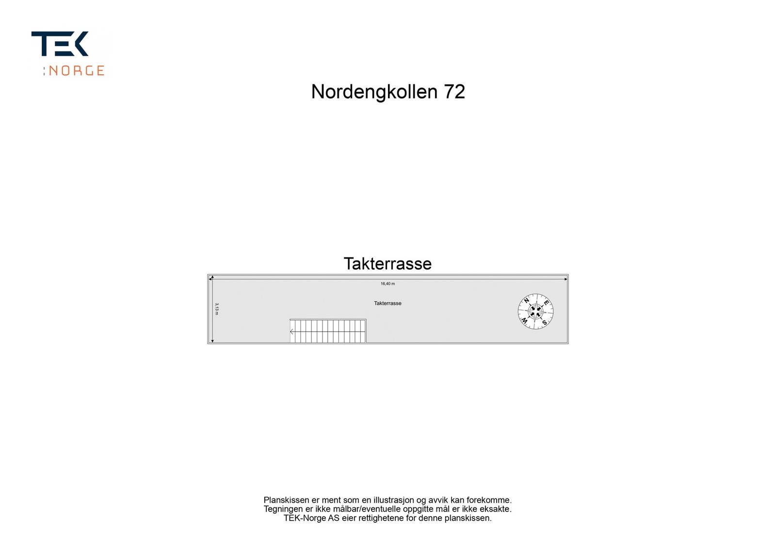 Plantegning Nordengkollen 72, Takterrasse Galleribilde