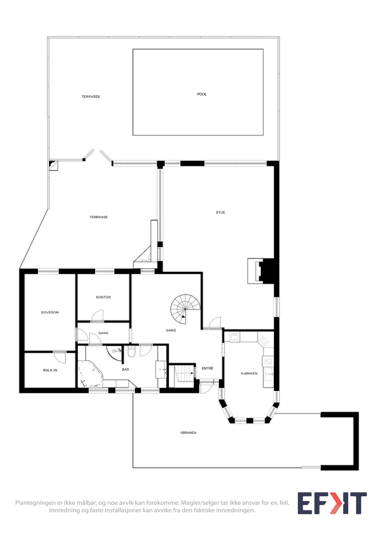 Plantegning som viser planløsningen over 1. etasje. Galleribilde