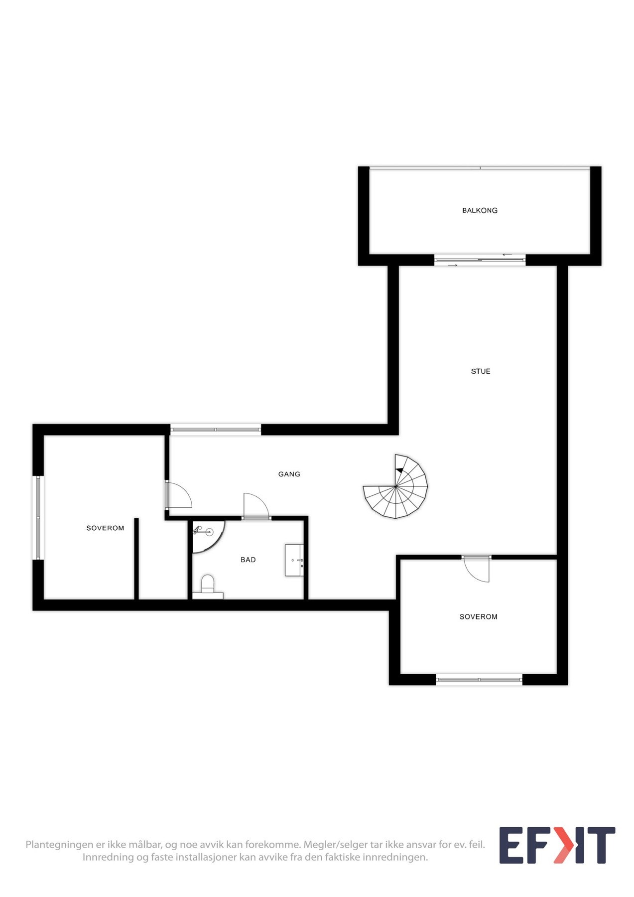 Plantegning som viser planløsningen over loftsetasjen. Galleribilde