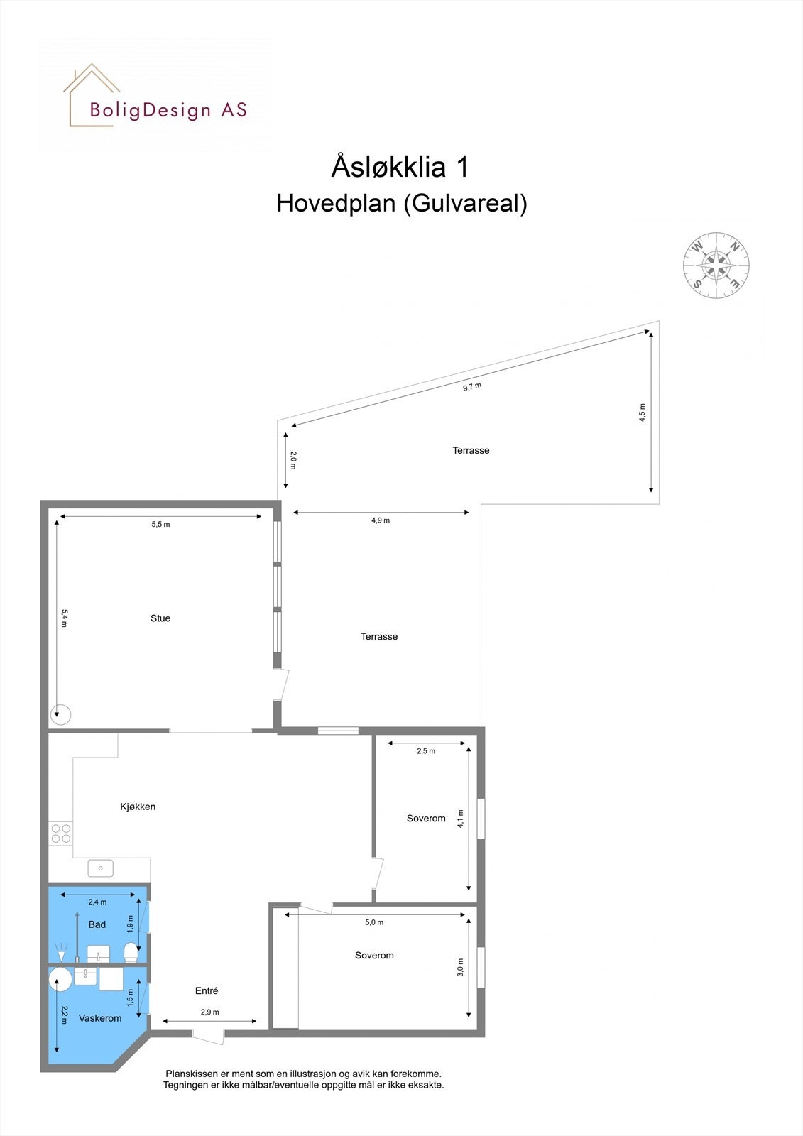 Planløsning for Åsløkklia 1. Galleribilde