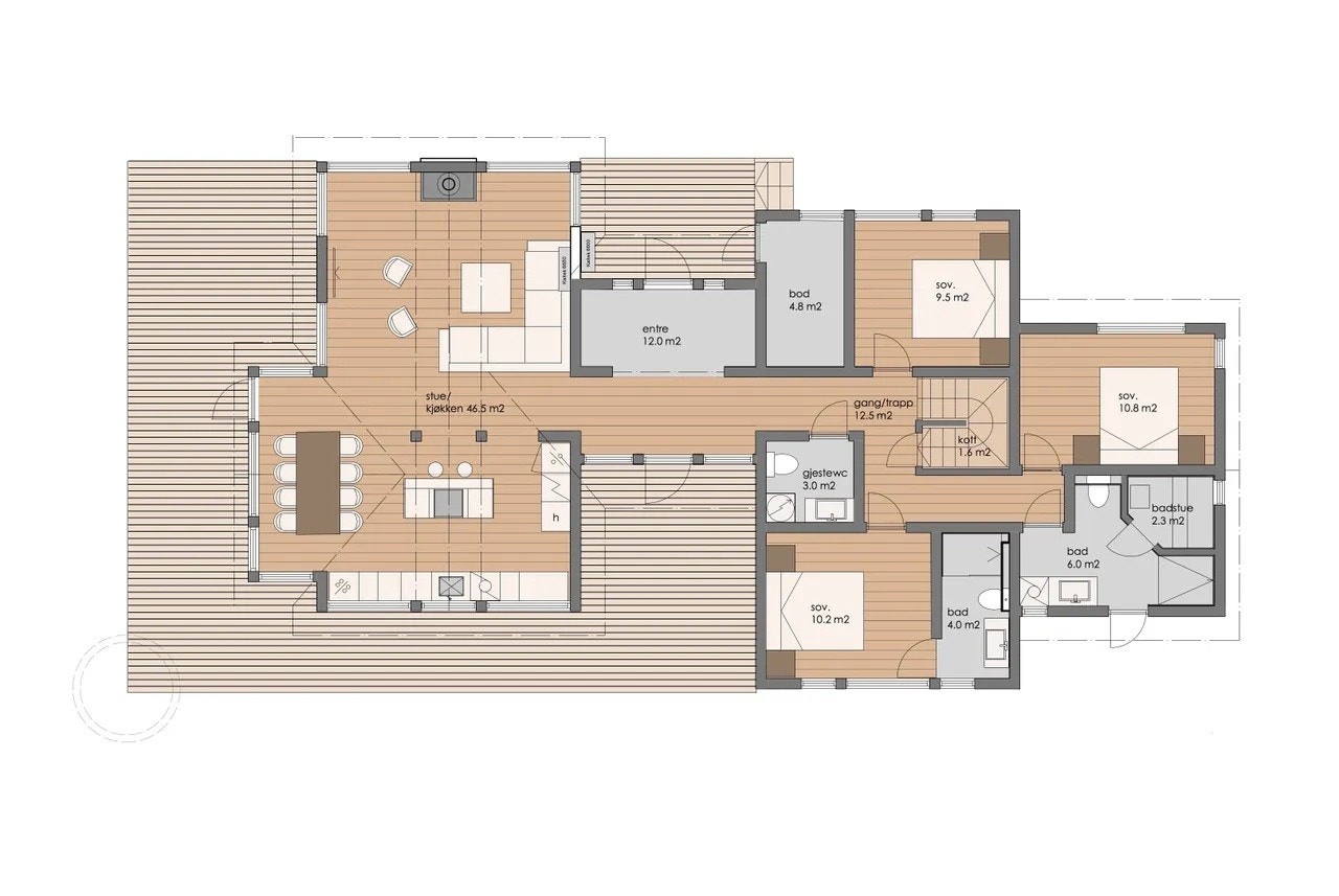 Planløsning hovedplan prosjektert hytte Galleribilde