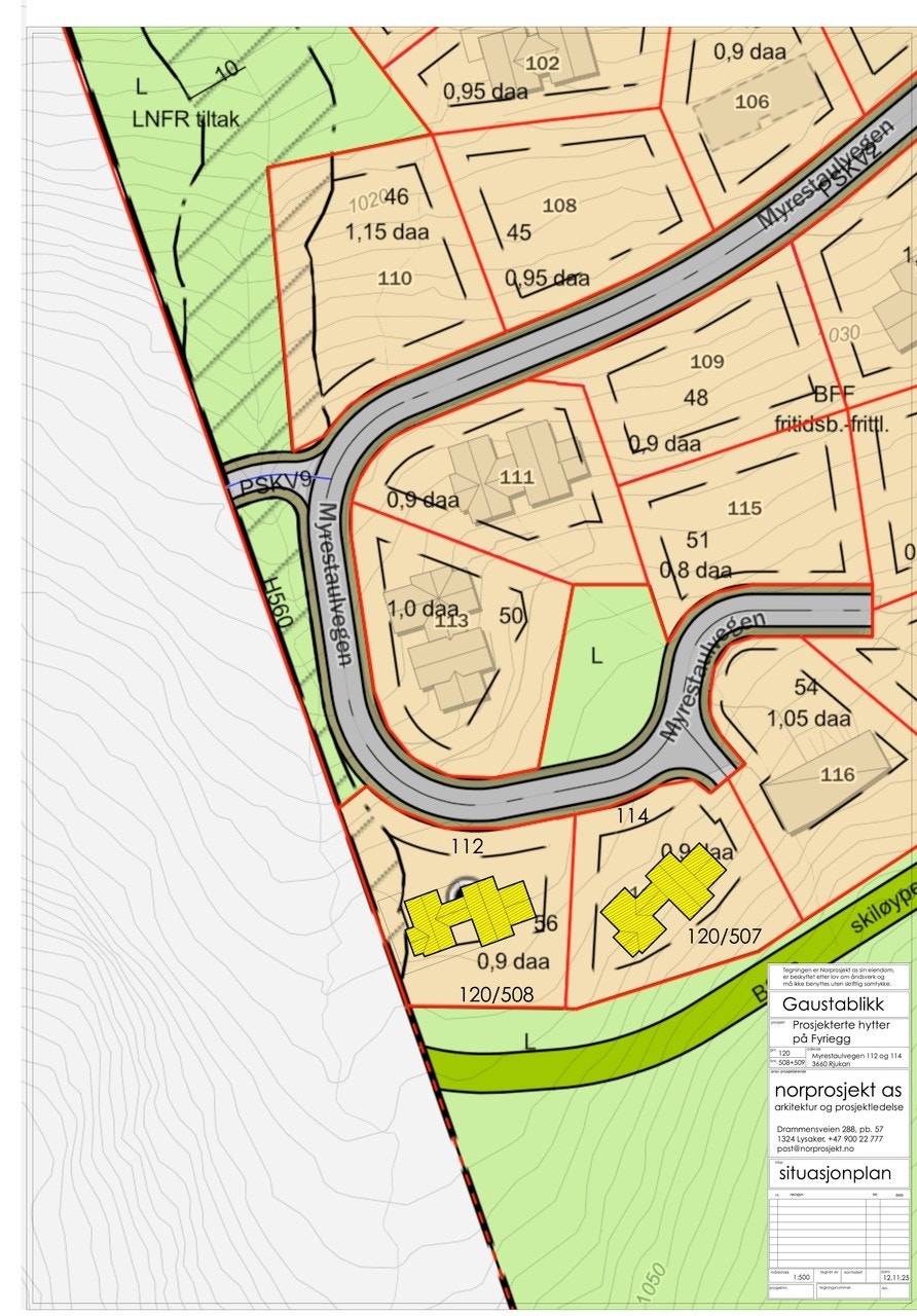 Tomtene med inntegnet hytter Galleribilde
