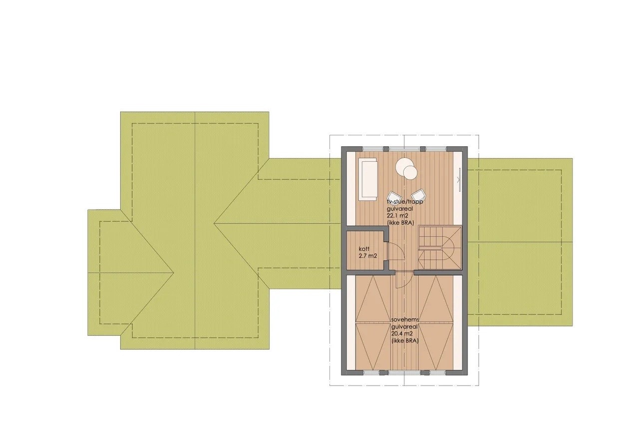 Planløsning hems prosjektert hytte Galleribilde