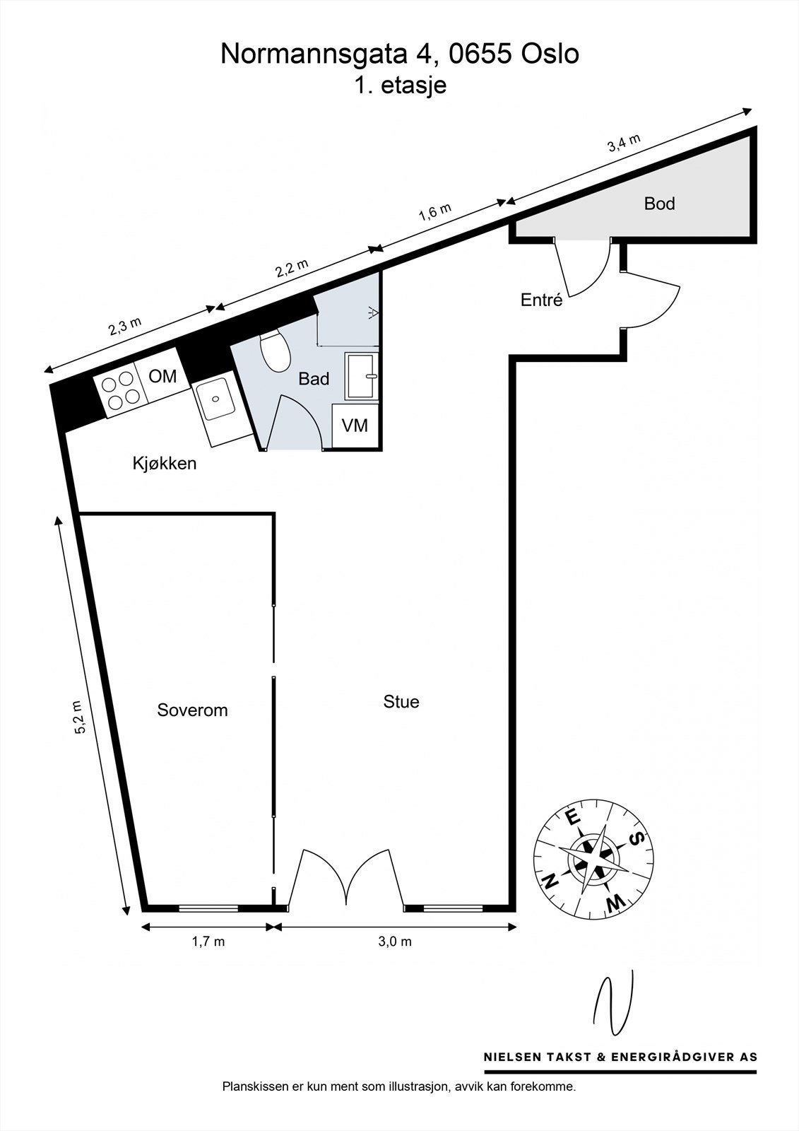 Her får du en svært arealeffektiv leilighet med god størrelse på alle rom. Galleribilde