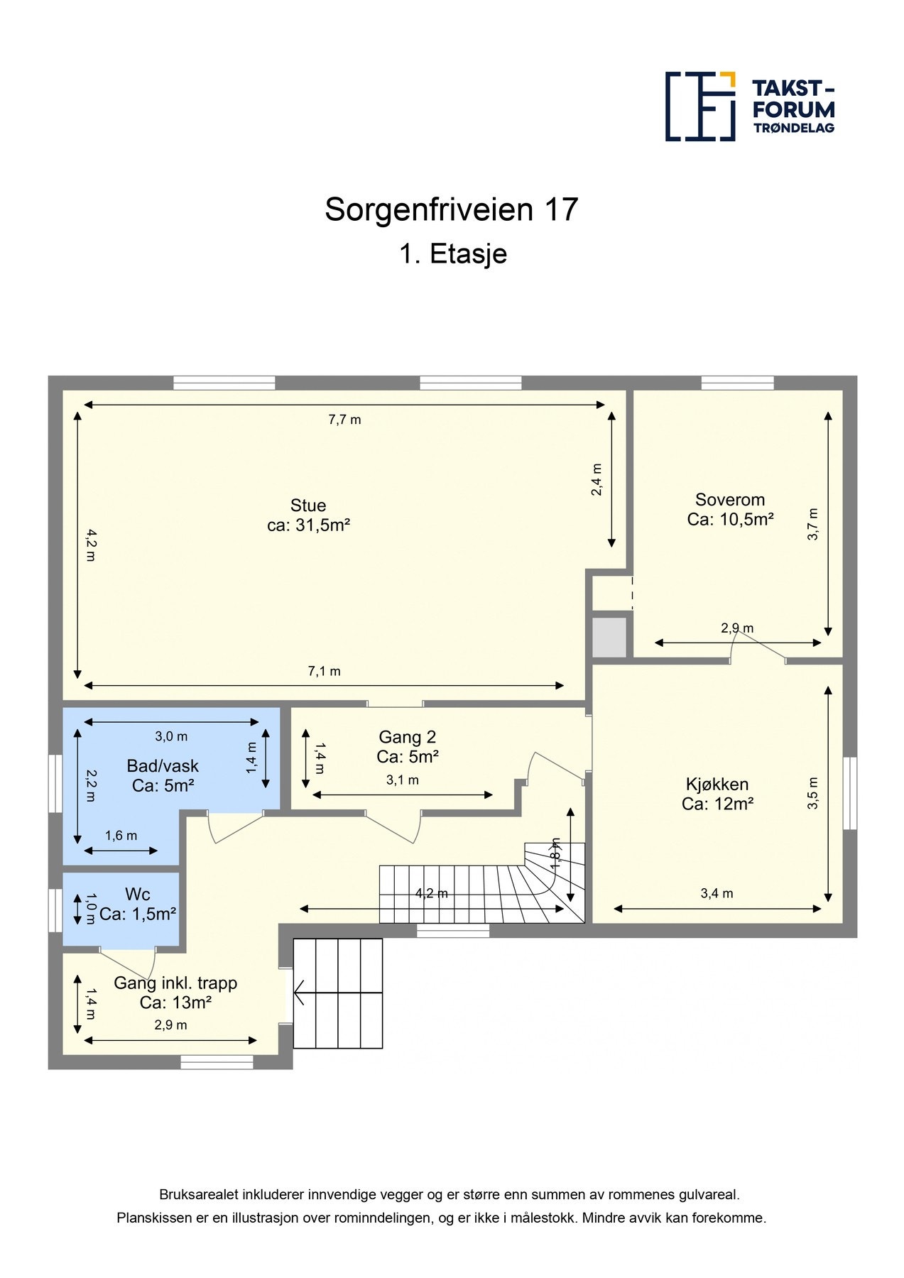 Plantegning av boligens 1. etasje Galleribilde