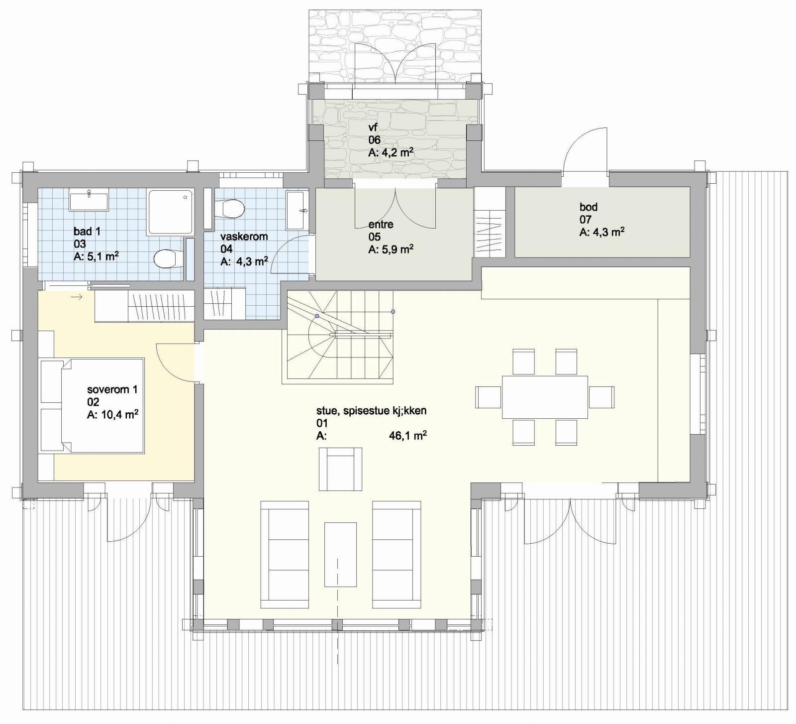 Plantegning 1. etasje.