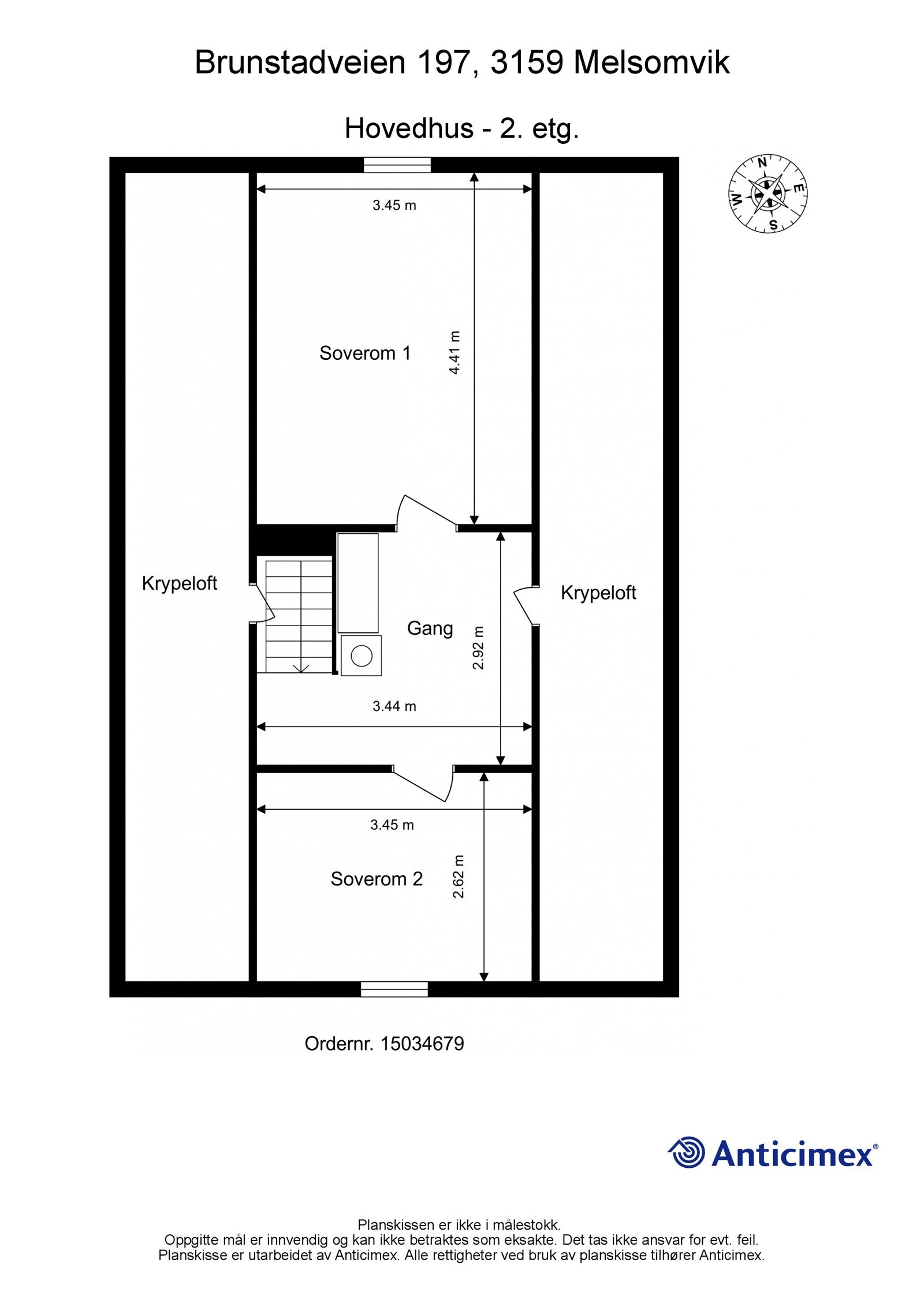 Plantegning 2.etasje hovedhytte Galleribilde