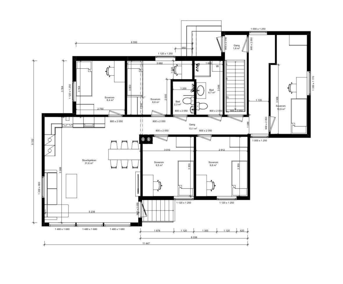 Plantegning med rom Galleribilde