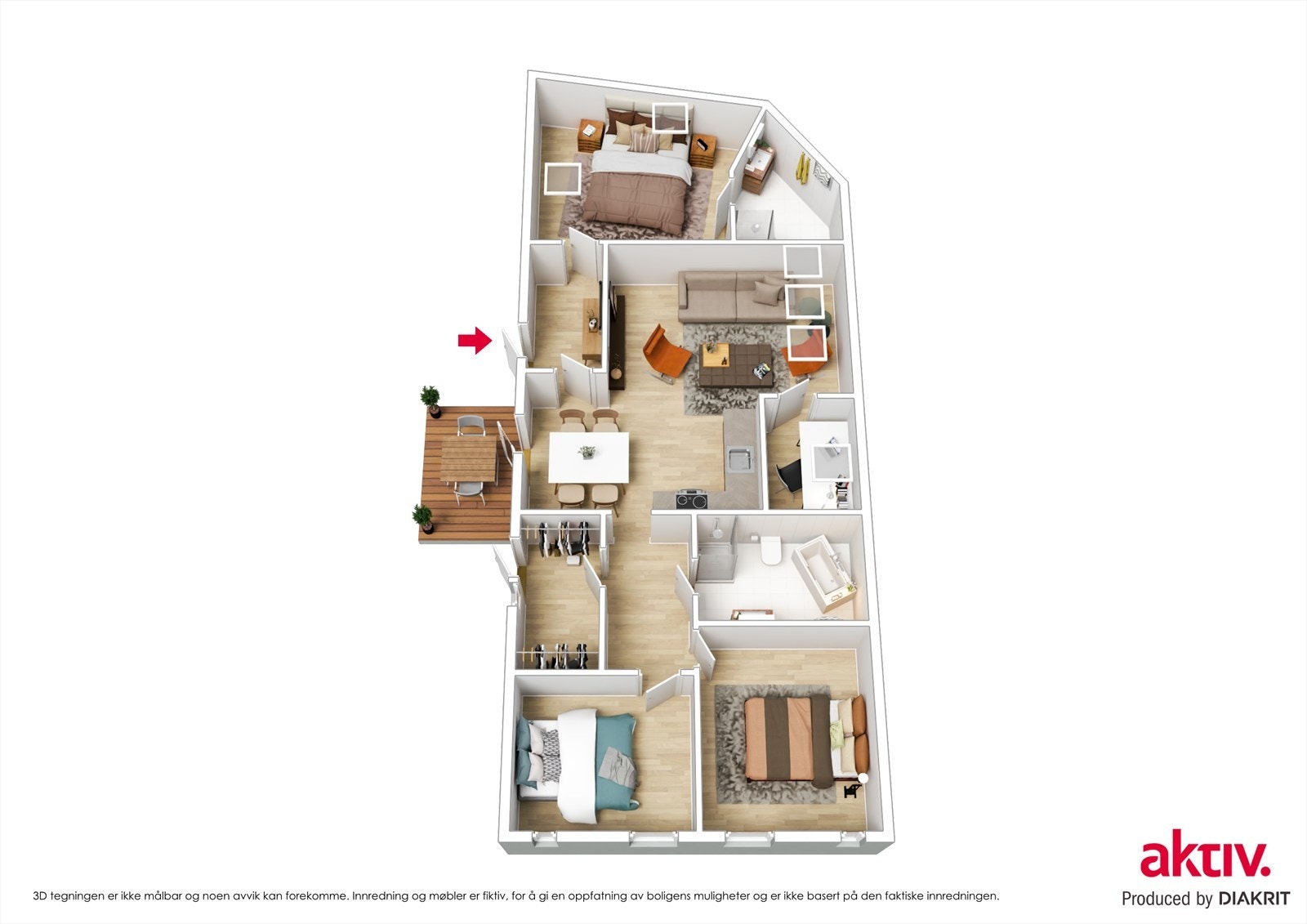 Selveierleilighet i seksjonert flermannsbolig på 3.etasje. Galleribilde