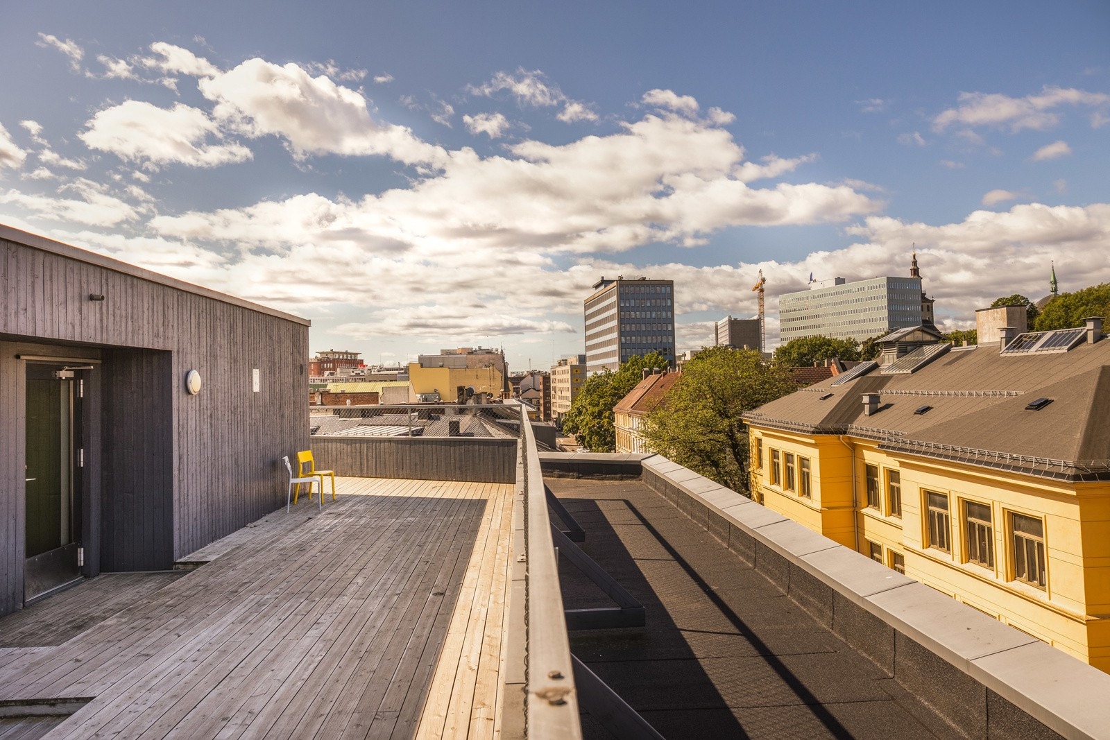 Takterrassen kan leies av borettslagets beboere for private arrangementer. Galleribilde