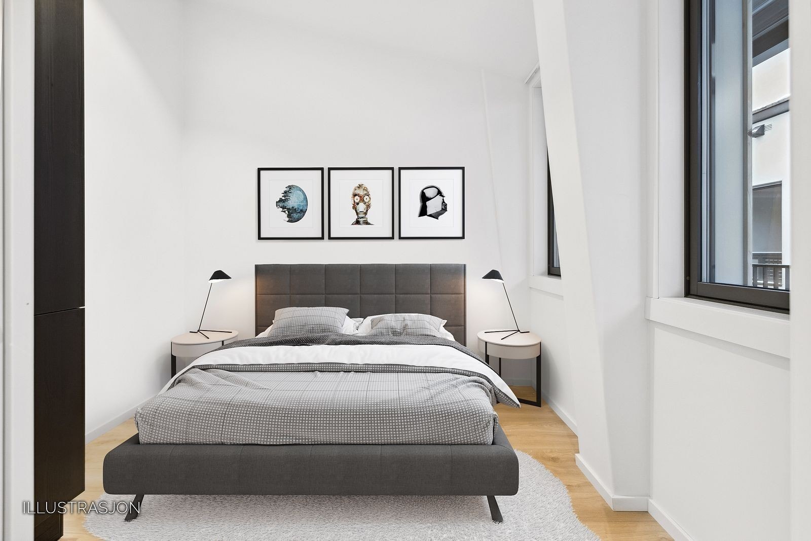 Soverom vender stille mot indre gårdsrom Galleribilde