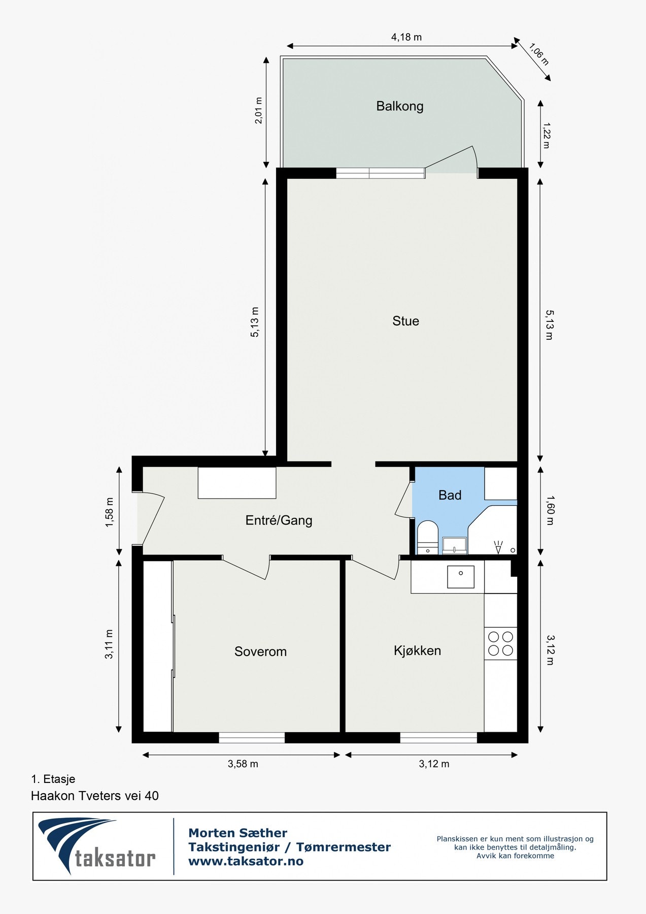 Leiligheten har en god planløsning med romslig stue, separat kjøkken og et stort soverom. Galleribilde