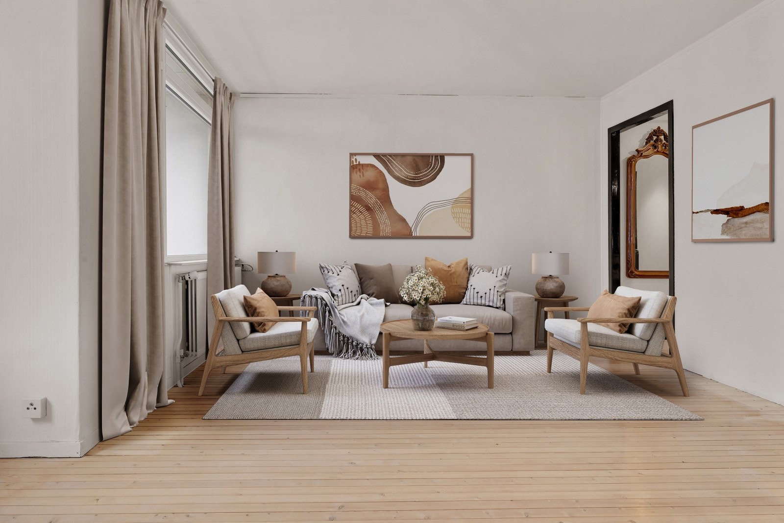 Illustrasjonsfoto: Her kan man eksempelvis innrede med en innbydende sofagruppe. Innredning er illustrert og avvik i forhold til størrelse kan foreligge. Galleribilde