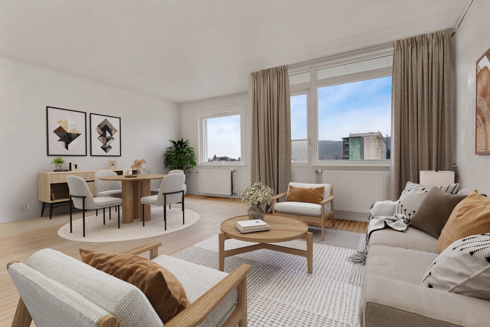 Illustrasjonsfoto: Her får du en flott topp- og hjørneleilighet med meget godt potensial. Bildet illustrerer eksempel på innredning. Galleribilde