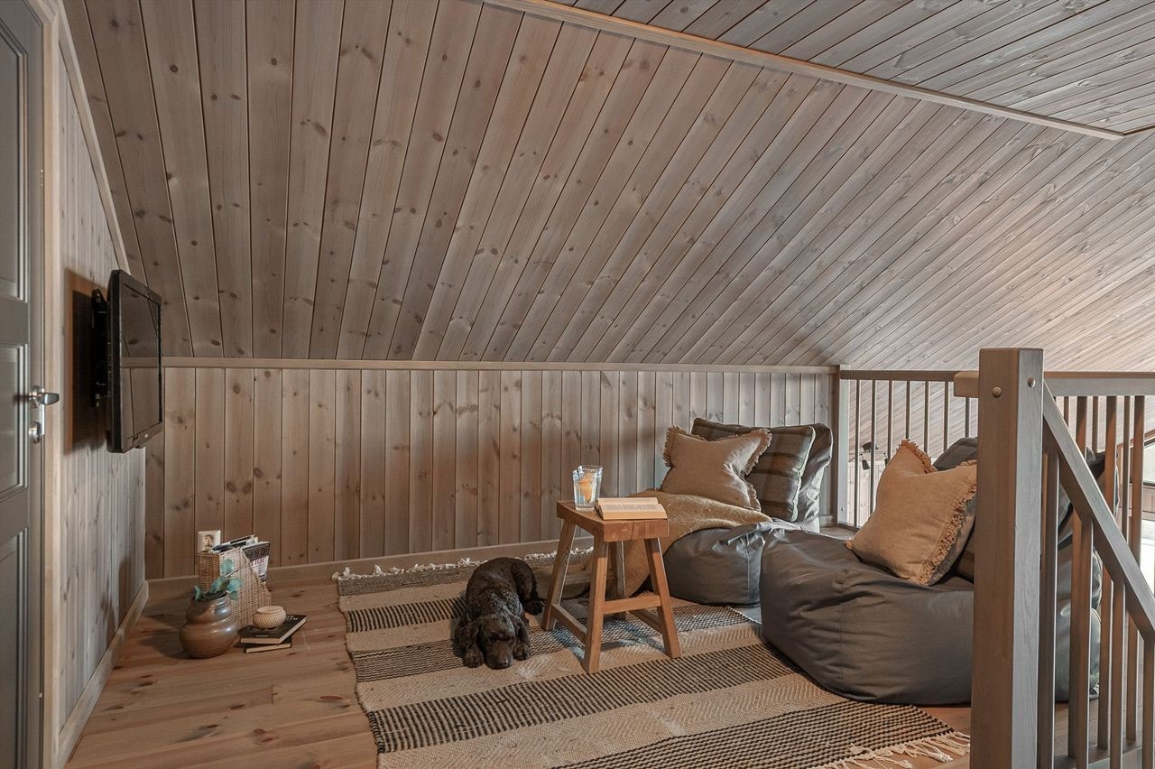 Arealet kan benyttes som TV-stue eller lekerom. Galleribilde