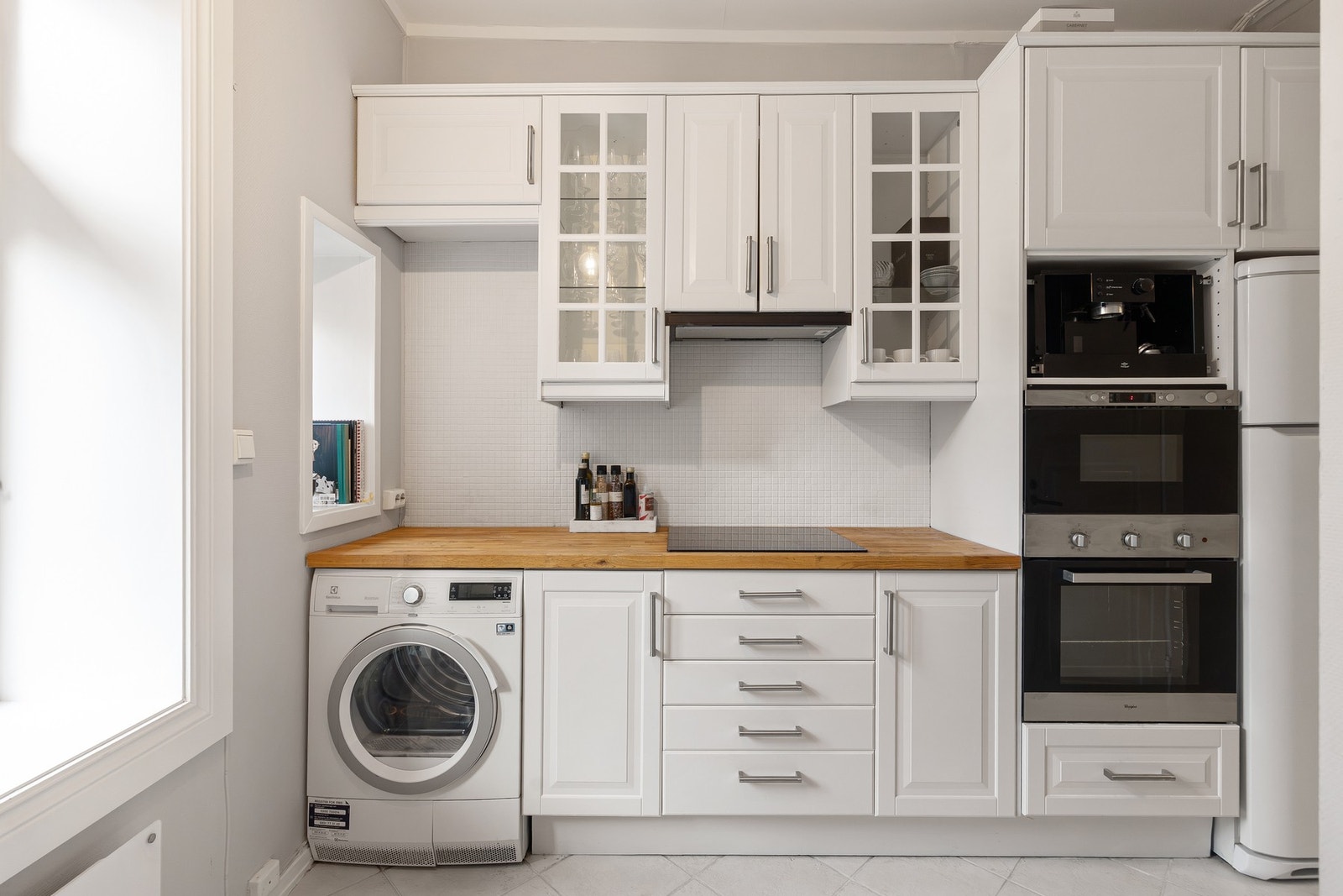 Det er opplegg for vaskemaskin og tørketrommel. Galleribilde