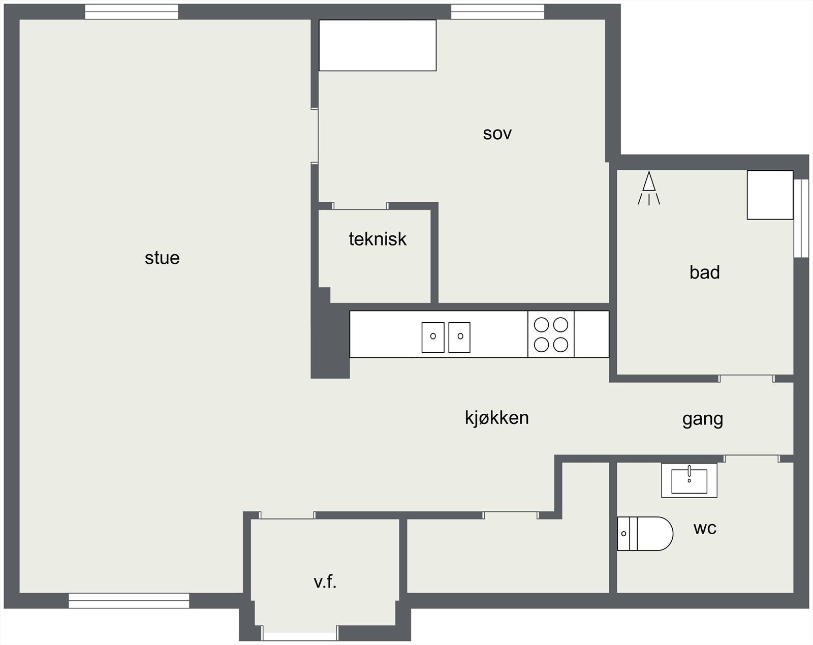 Plantegning utleiedel. Galleribilde