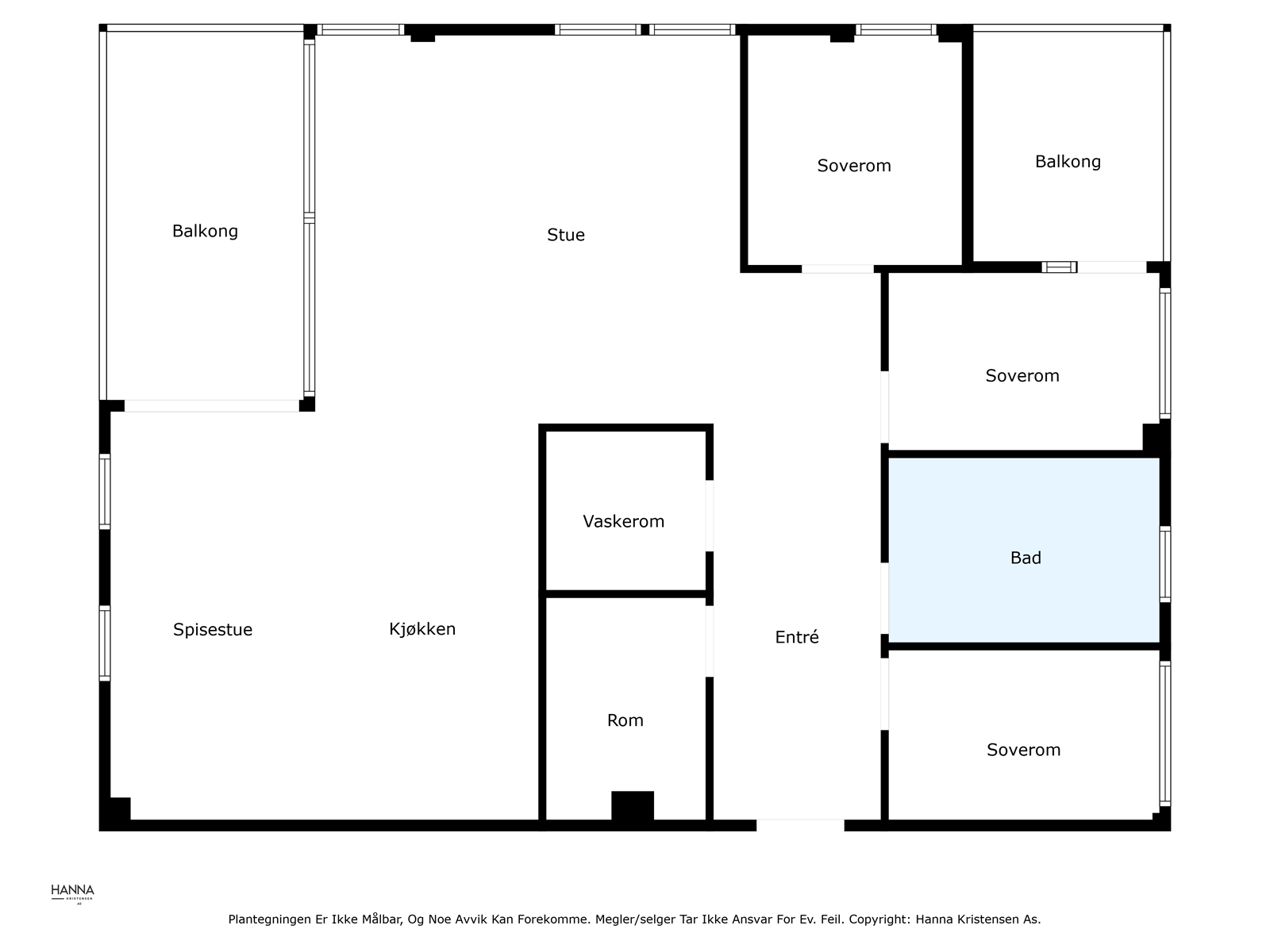 Plantegning av leiligheten, praktisk løsning som gjør leiligheten arealeffektiv Galleribilde