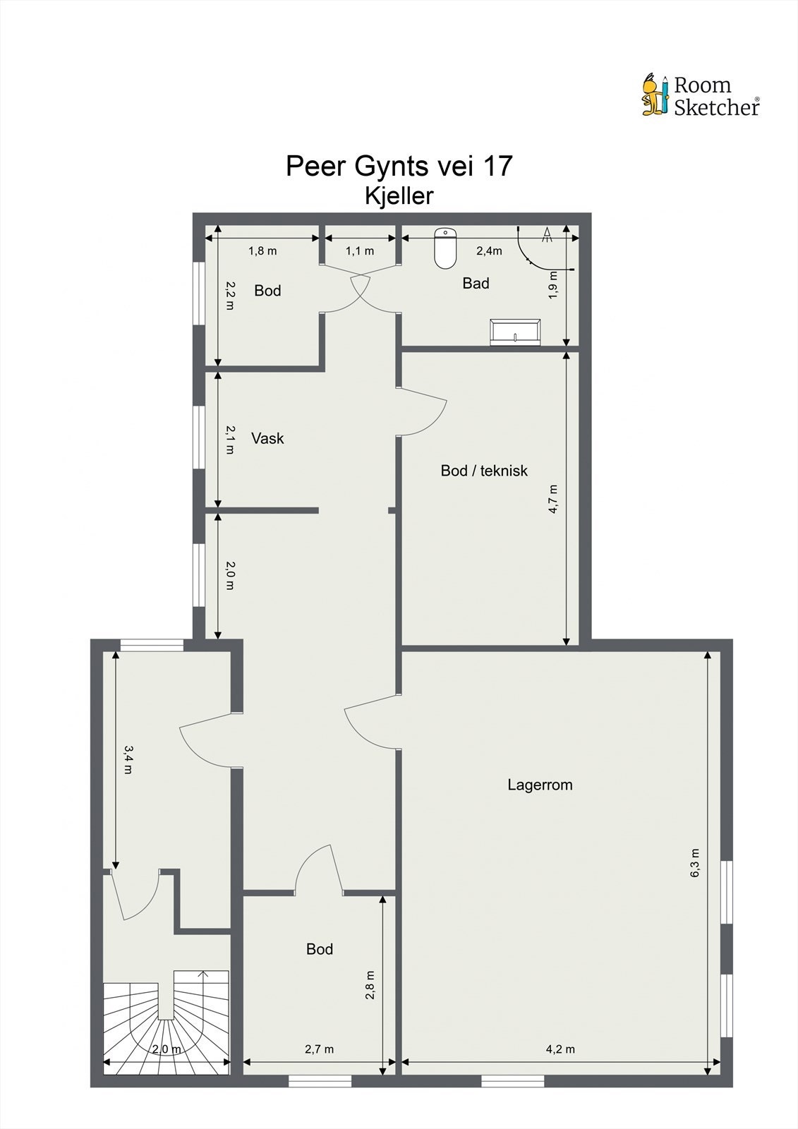 Planskisse kjeller. Galleribilde