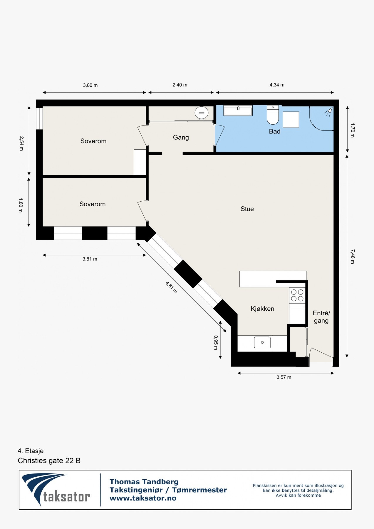 Plantegning. Leiligheten ligger i 4. etg i indre gård - svært lun og tilbaketrukket beliggenhet. Galleribilde