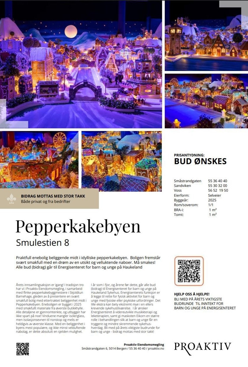 Alle bud (bidrag) går uavkortet til Energisenteret for barn og unge på Haukeland sykehus. Energisenteret jobber for å tilrettelegge fysisk aktivitet for barn og unge med fysiske eller psykiske utfordringer. Galleribilde