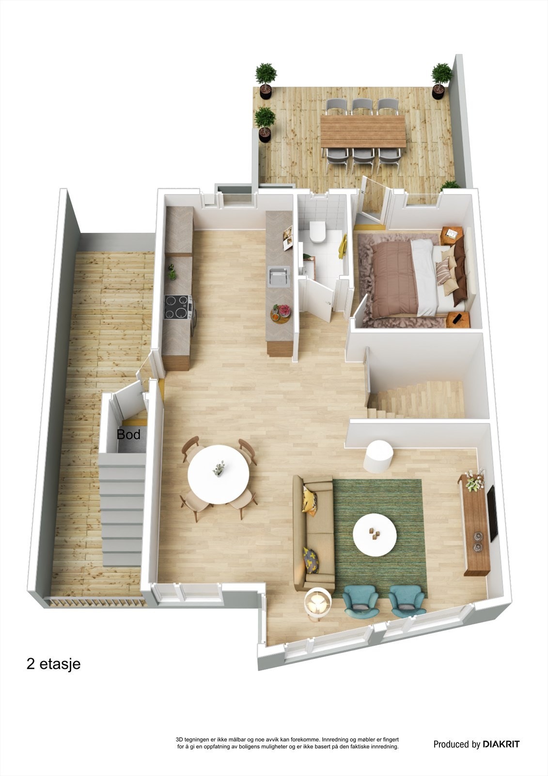 3D - Plantegning 2 etasje Galleribilde