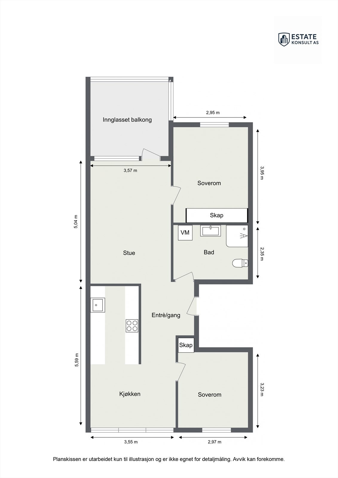 Målsatt plantegning Galleribilde