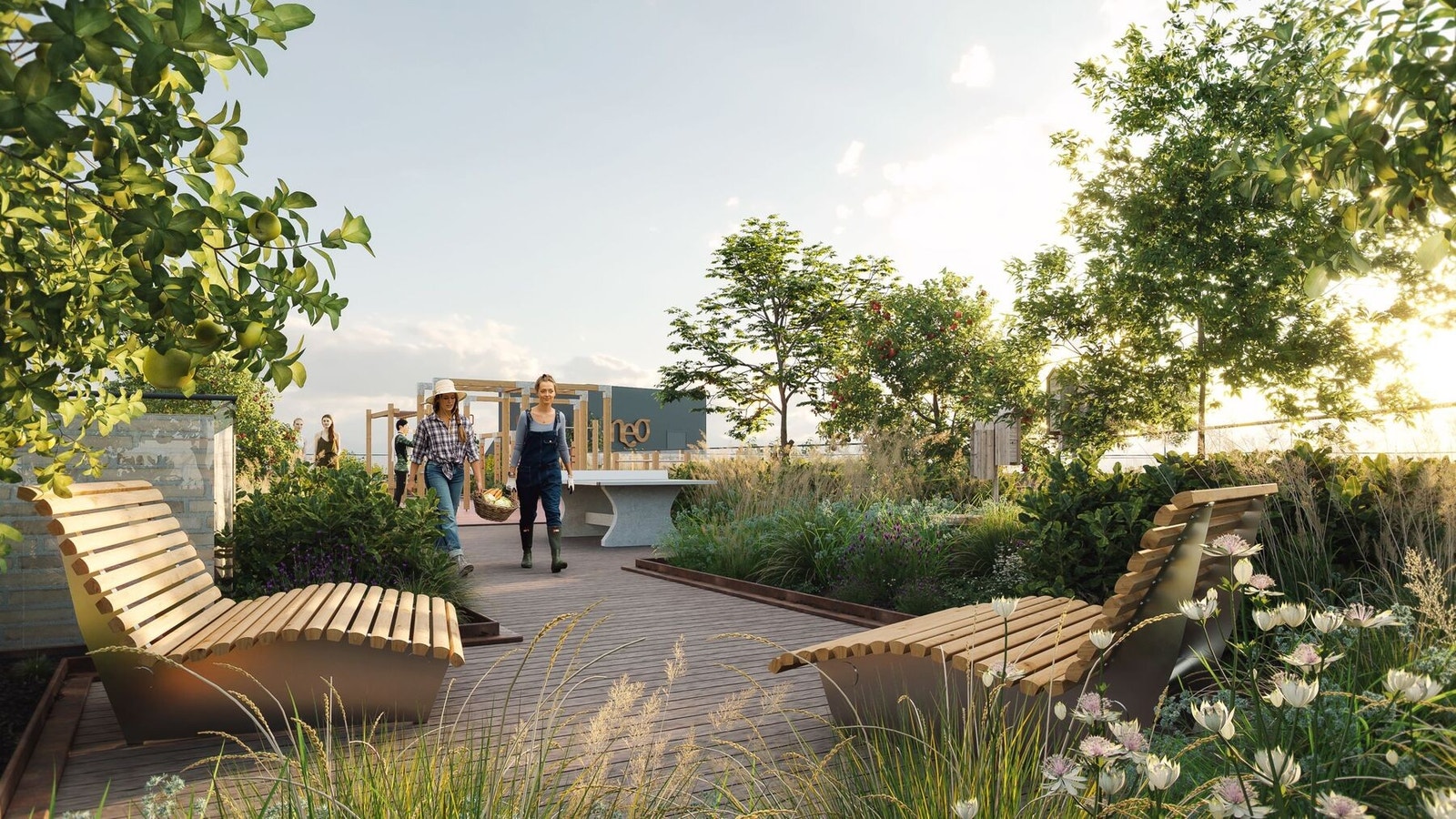 Unike fellesområder med stor takterrasse over hele bygget, treningsrom og stillerom. Galleribilde