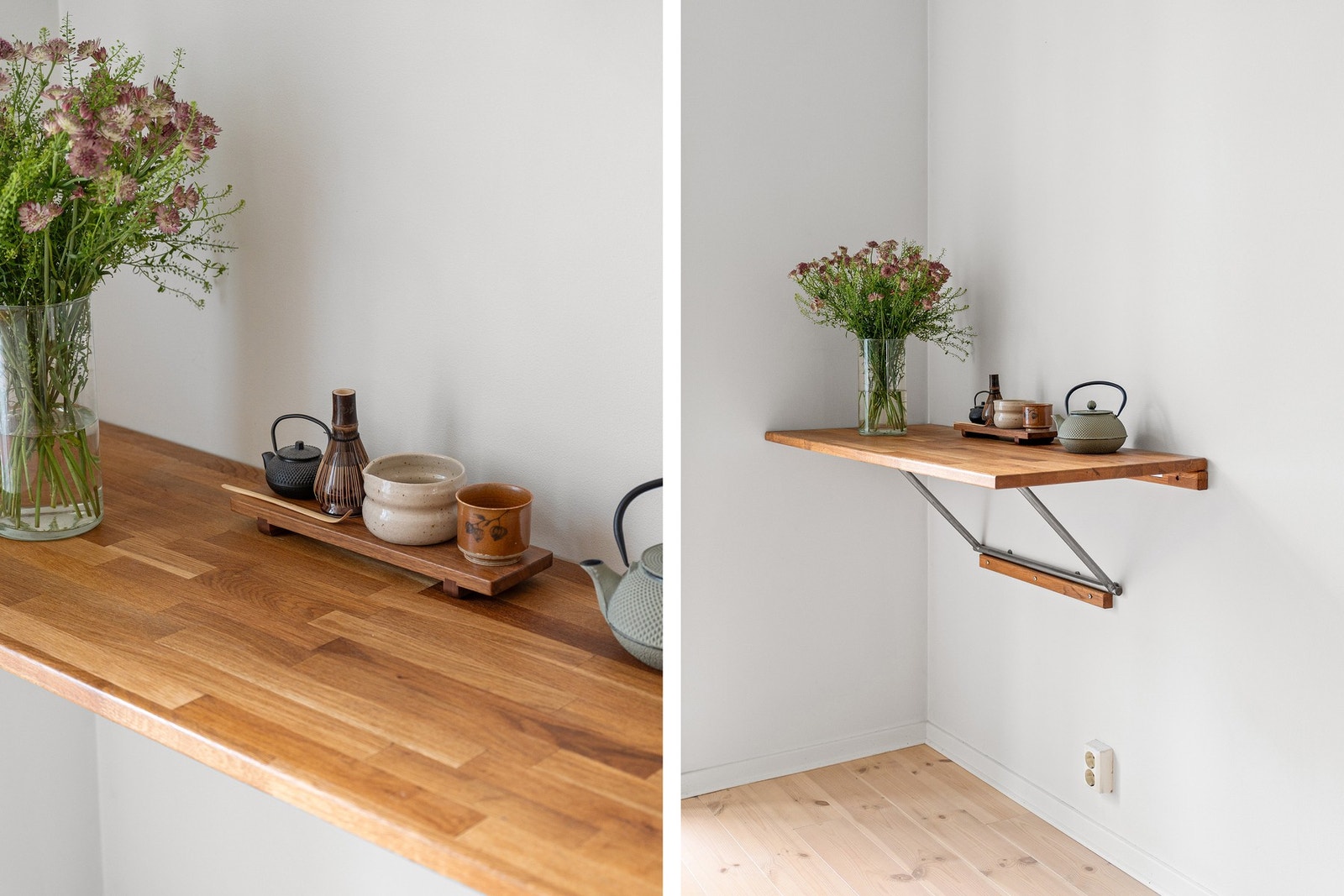 Praktisk benk som kan suppleres med barstoler for en liten hyggelig sitteplass på kjøkkenet. Benken kan klappes sammen. Galleribilde